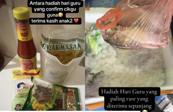 **Hadiah Unik Buat Hari Guru, 10 Ekor Ikan Kembung dan Minyak Goreng**